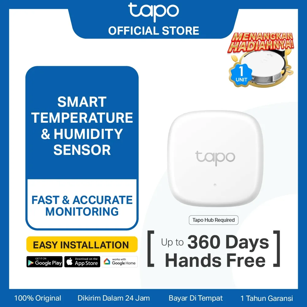TAPO T310 Smart Temperature & Humidity Sensor Hub Required App Notification and Alert IoT Smart Home