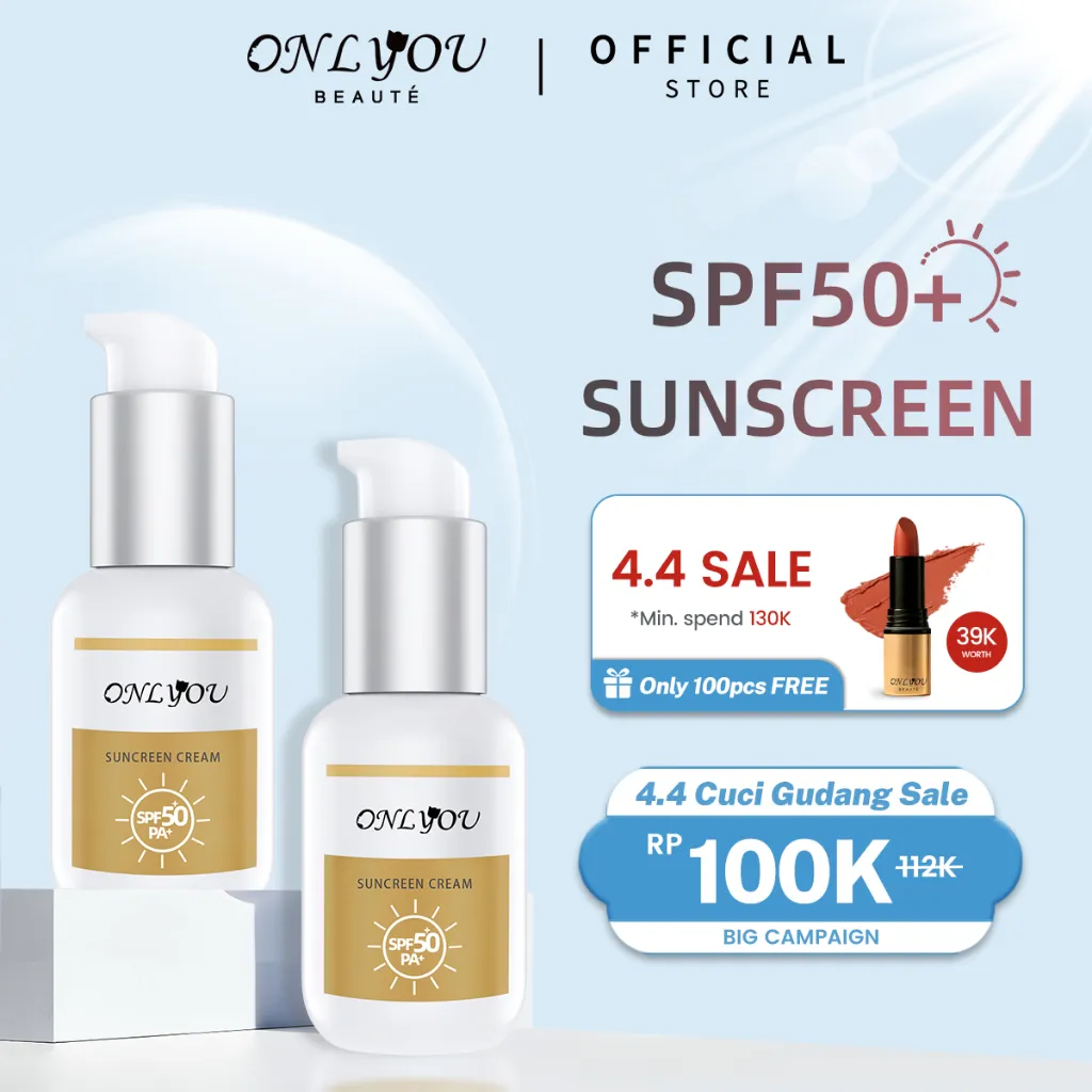 ONLYOU Sunscreen SPF50+ PA+ Oil Control wajah Sunscreen Cream Sunblock Tidak Lengket 50ml