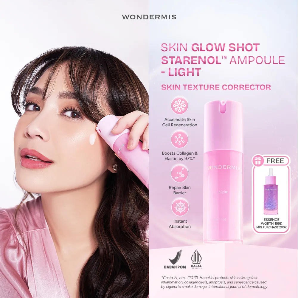 WONDERMIS Skin Glow Shot Starenol™ Ampoule - Light 22 ml Exfoliating Brightening Anti Aging Anti Acne Centella Asiatica Serum Aman Kulit Sensitif Retinol Vitamin C Microneedle Cica Madecasosside