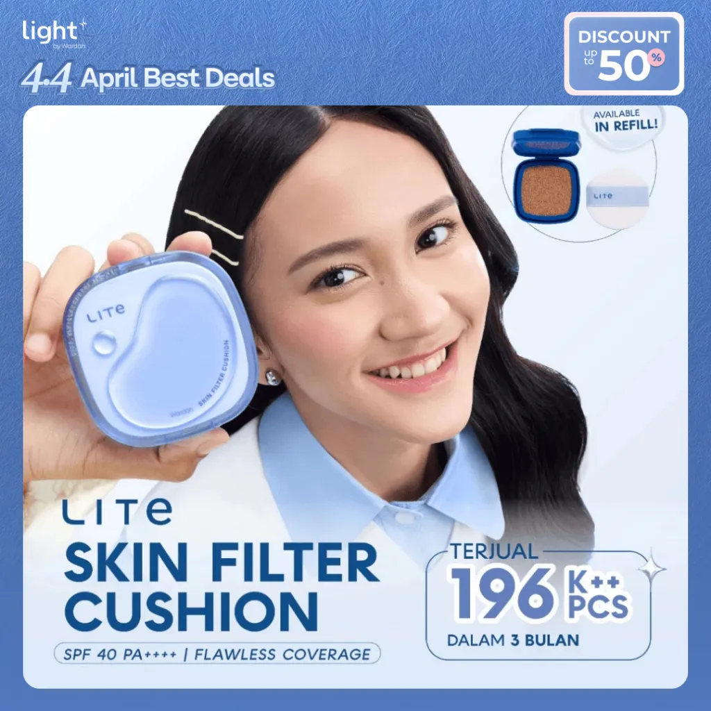 NEW! Lightplus by Wardah Cushion Lite Skin Filter Cushion 11 g - Refill Make Up Ringan Tahan 8 Jam Flawless Coverage Powder Foundation Glad Setting BB Cream Soft Satin and Glow Lightening | Light Plus | Light + | Light+ | Lite | Liteplus | Lite+ | Makeup