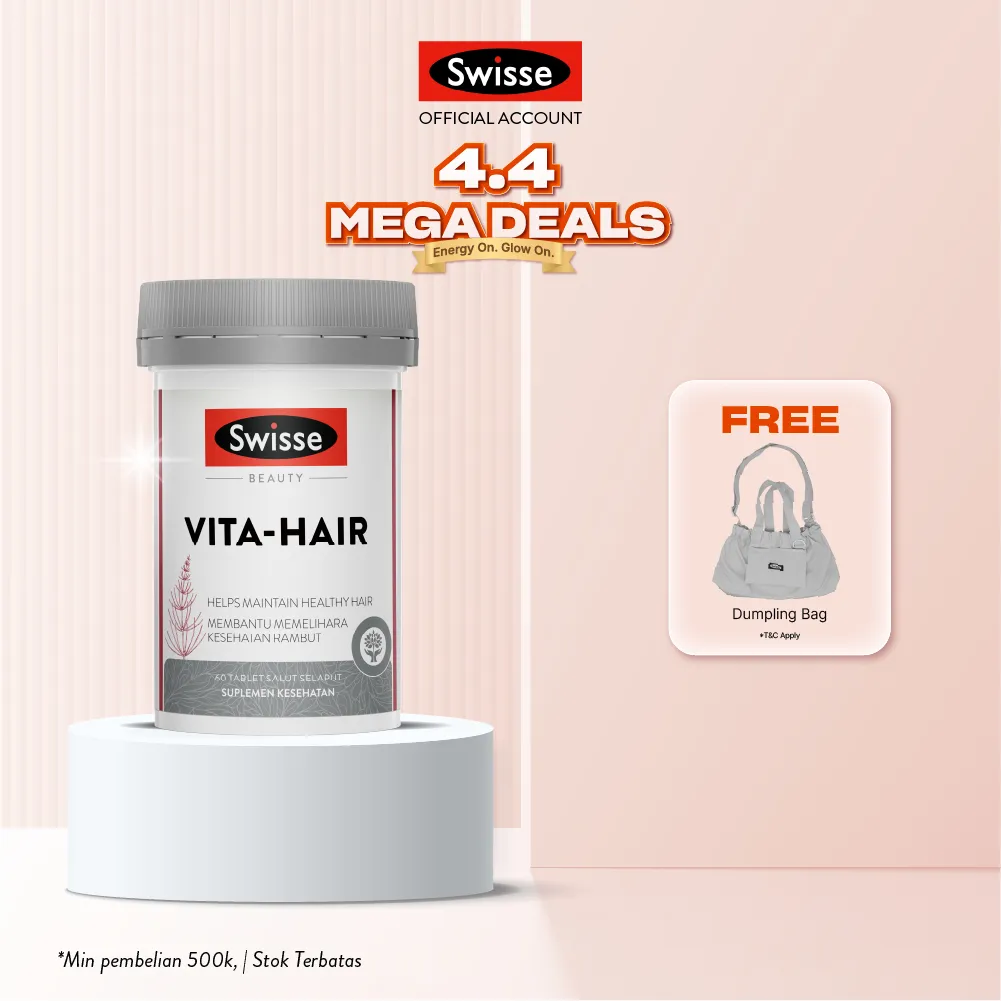 Swisse Beauty Vita-Hair Film Coated 60s - Multivitamin Suplemen & Vitamin Perawatan Rambut