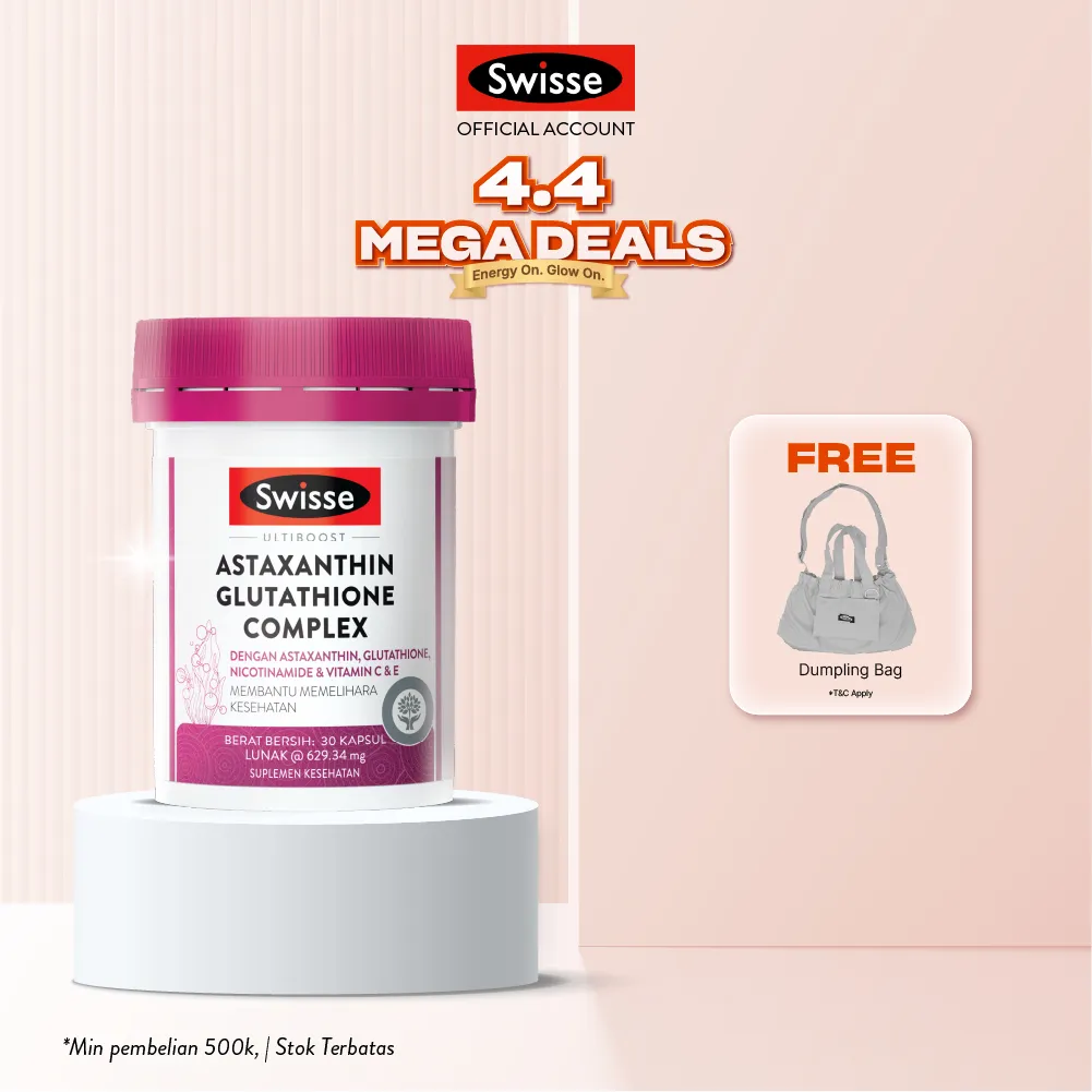 Swisse Ultiboost Astaxanthin Glutathione Complex - Multivitamin untuk Membantu Mencerahkan dan Meratakan Warna Kulit