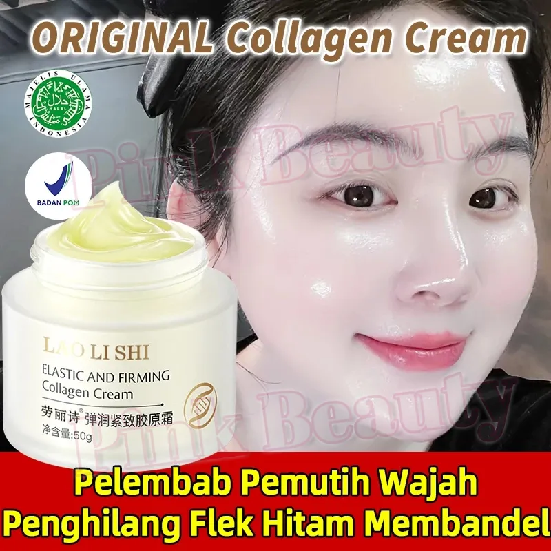 Collagen Cream 100% ORIGINAL Krim Kolagen Pemutih Penghilang Flek Hitam membandel pemutih wajah glowing cepat Pelembab Wajah Whitening Freckle Cream Mencerahkan warna kulit Remove Melasma Brighten Lighten Dark Spots Melanin Anti-Aging Moisturizing