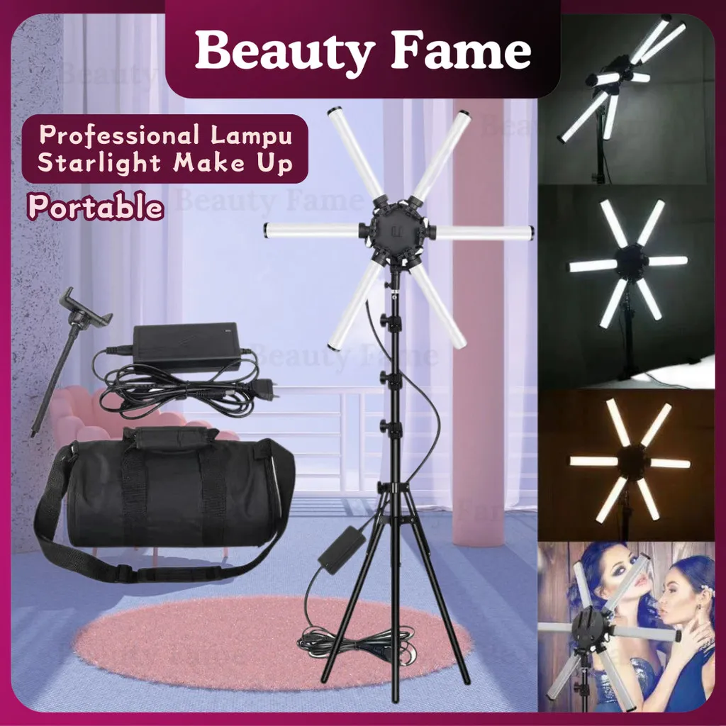 Beauty Fame ✨GARANSI 1 TAHUN✨Profesional Lampu Starlight Makeup Portable Ring Light Tripod (+Tripod tas) Lampu Make Up Mua Lampu Rias Make up REMOTE CONTROL Lampu Ring Light Besar LED BAR HD AL-120X BI-COLOR 3200-5600K Mengisi Cahaya Riasan BF