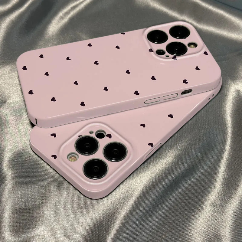 Berbentuk hati lucu Glossy Hard Case For IPhone 6 6s 6 Plus 6s Plus 7 8 SE 7 Plus 8 Plus X Xs Xr Xs Max 11 12 13 Mini 14 15Pro Max iphone 15 Plus Phone Casing Hp case Forever Crush Aesthetic Couple
