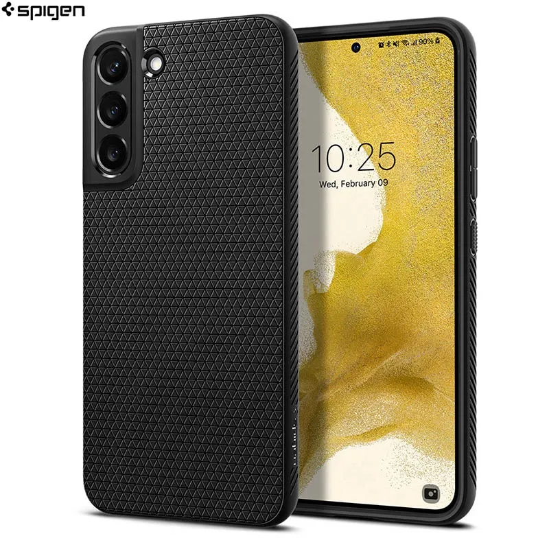 Spigen Liquid Air Case Samsung Galaxy S22 5G - Casing Armor Silicone Black Soft Cover Shock Proof Softcase Rugged Guard Protector Rubber Grip Anti Slip