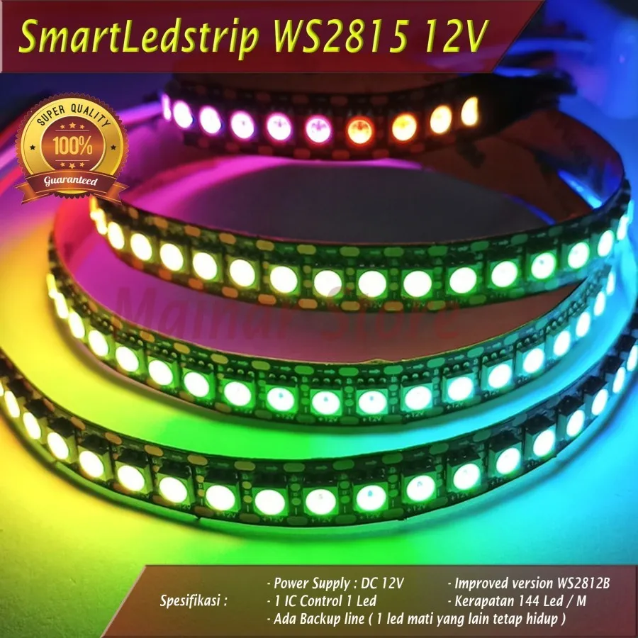 RGB Smart LED Strip IP30 WS2815 12V isi 72 / 144 mata per meter By ADN