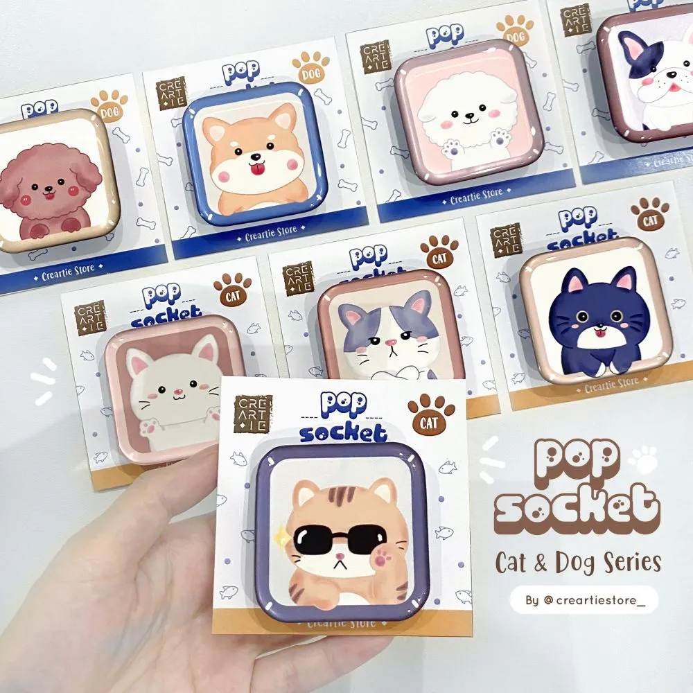 CREARTIE Acrylic Pop Socket Phone Holder Cat & Dog Series - Popsocket Akrilik