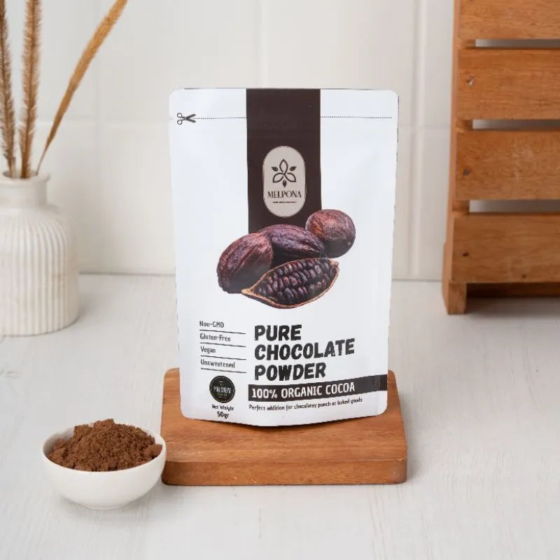 Melpona Pure Chocolate Powder 100% Cocoa Cacao / Bubuk Coklat Asli Premium 50G