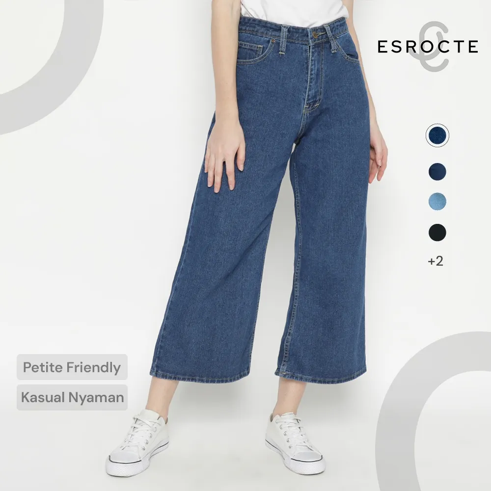 ESROCTE Naura Pants | Celana Kulot Jeans High-Waist Wanita –001– 26–38