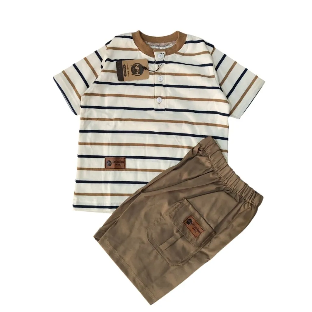 BROADSTRIPE SETELAN KAOS MOTIF SALUR BAHAN COMBED 24S PREMIUM 1-8 TAHUN