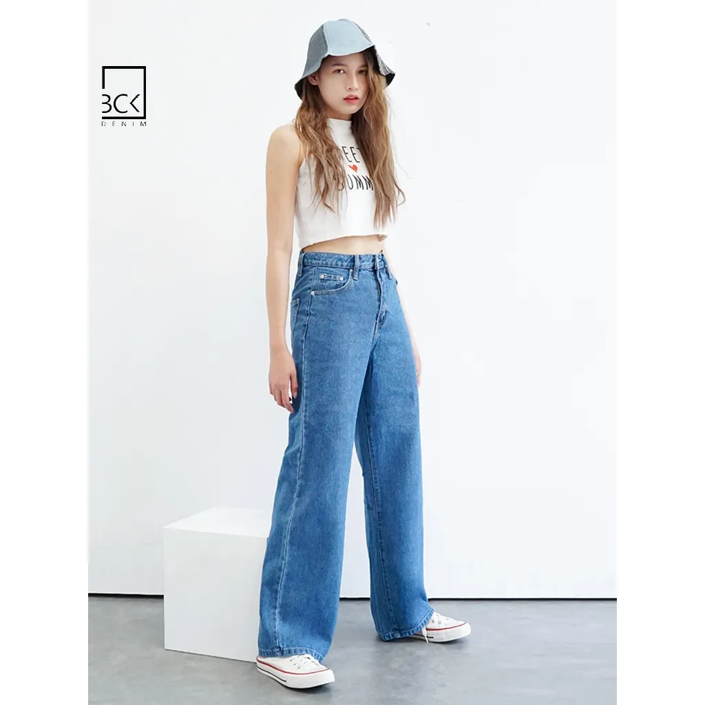 BCK - Celana highwaist kulot jeans wanita loose Marcela-5