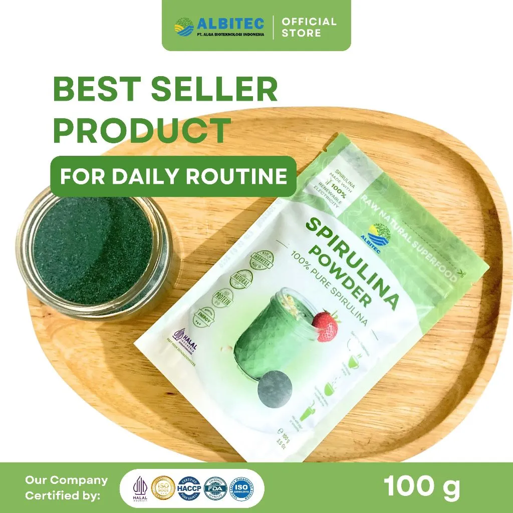 ALBITEC Spirulina Powder Natural Food Grade Kemasan Standing Pouch 100gr