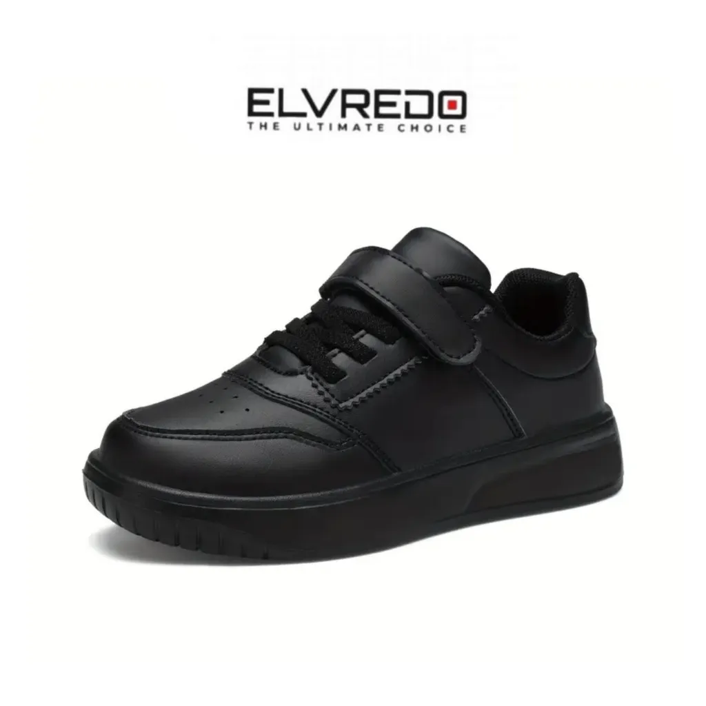 Elvredo - Sepatu Sekolah Anak Laki - Laki Full Black VR-4