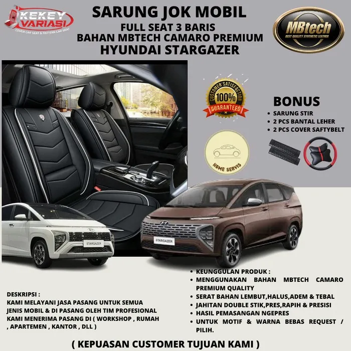 Sarung Jok Mobil Terbaru Hyundai Stargazer Bahan Mbtech Camaro