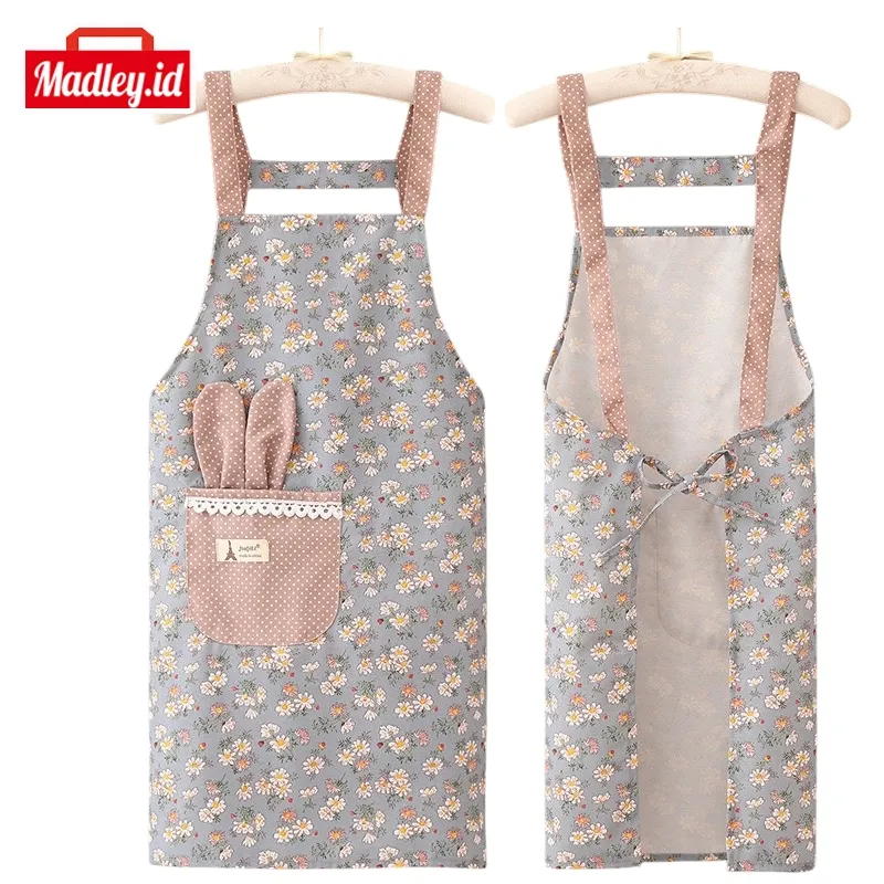 MAdley Apron Cantik Motif Bunga Daisy – Celemek Masak Fashionable Untuk Wanita CLM06