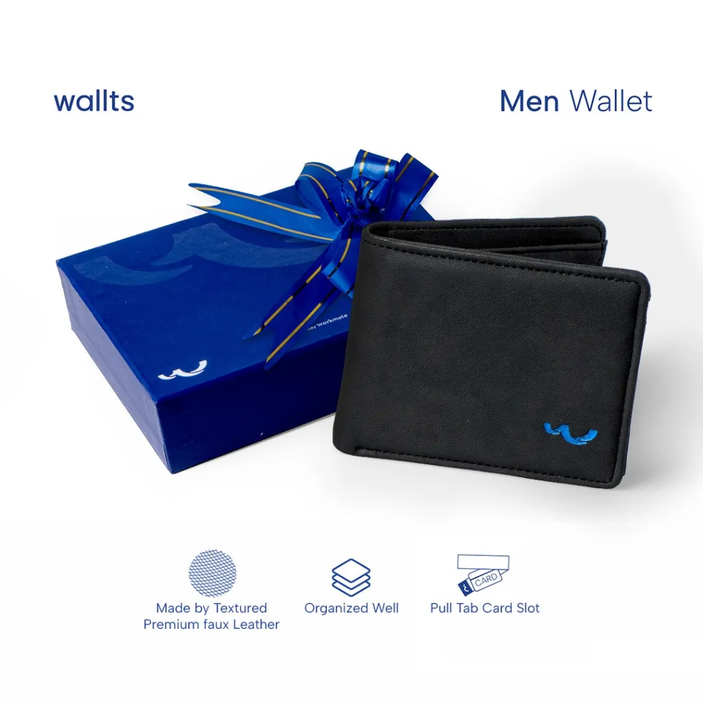 Wallts BROCK  Dompet Lipat Pria Faux Leather Kulit Hitam Men Wallet