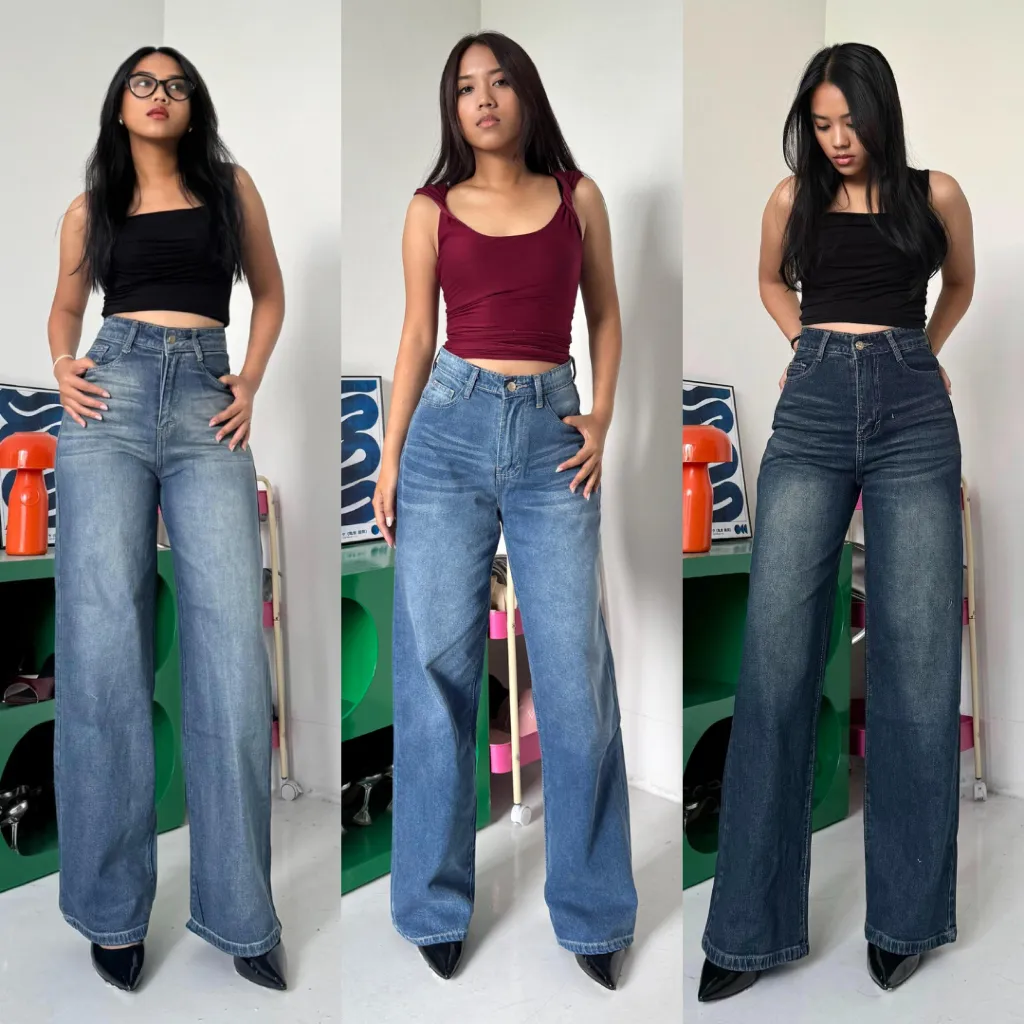 LADOUCE - Bruce High Waist Straight Jeans Celana Panjang Denim Wanita