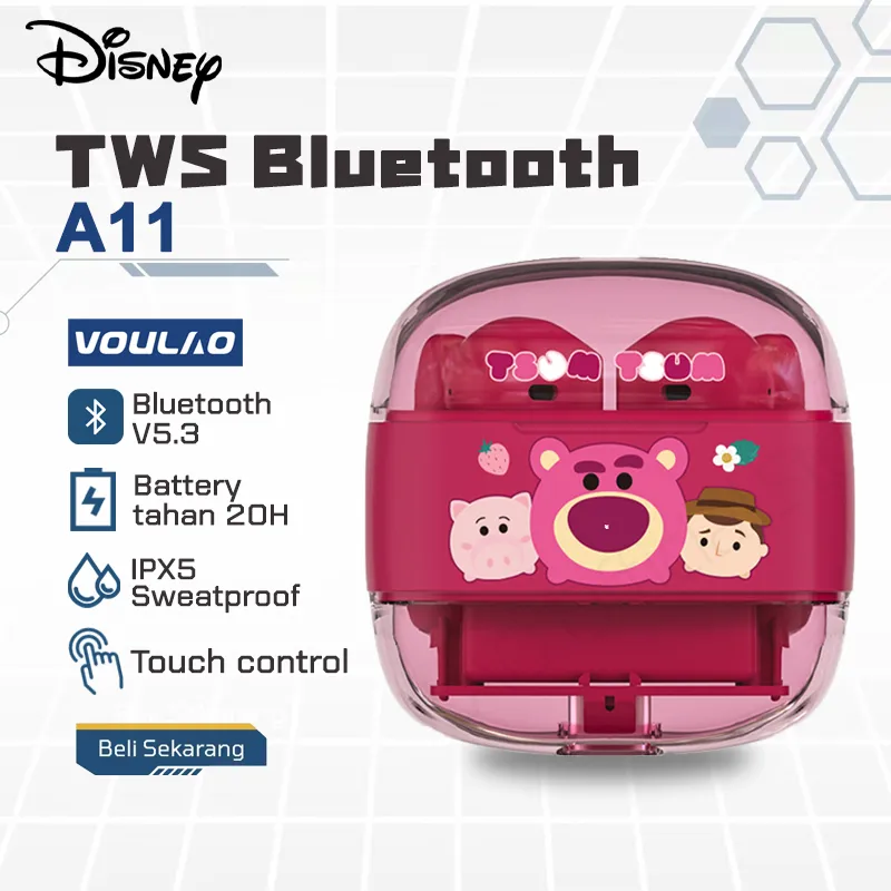 Disney A11 Earphone Bluetooth nirkabel Earphone Bluetooth nirkabel pengurang kebisingan latensi rendah Earphone