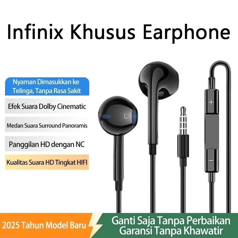 Infinix Khusus Earphone X811 InEar Earphone Headphone Kabel dengan Mikrofon-Garansi 1 Tahun