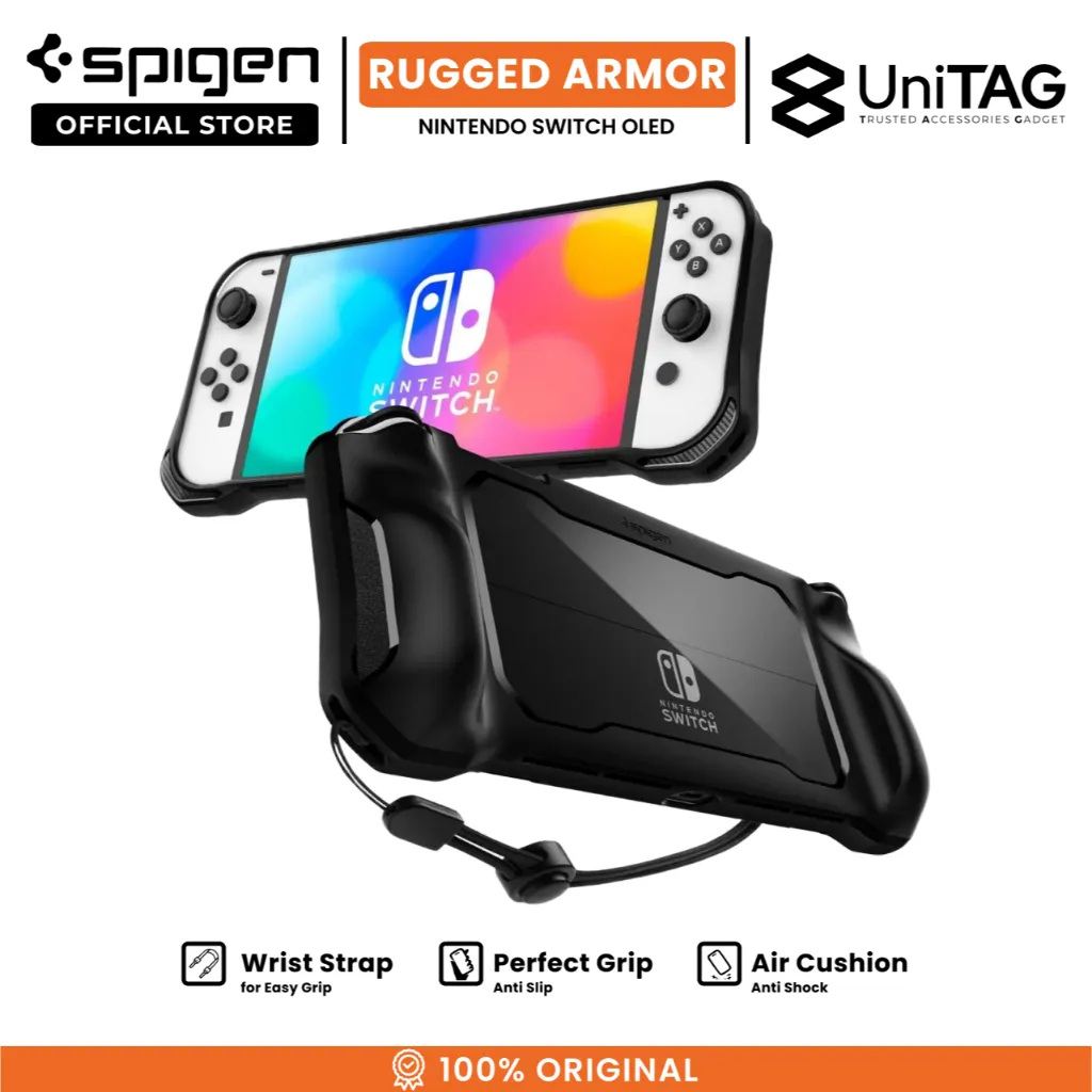 Case for Nintendo Switch 2 Oled Spigen Rugged Armor Protective Slim Grip Cover Carbon Casing