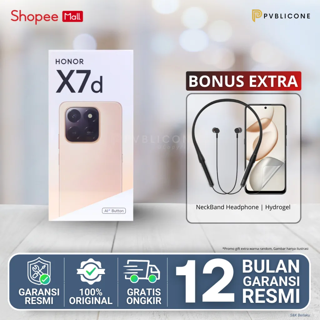HONOR X7D LTE 8/512GB Kamera 108MP Baterai 6500mAh Layar 120Hz NFC Smartphone Snapdragon 685 Original Resmi