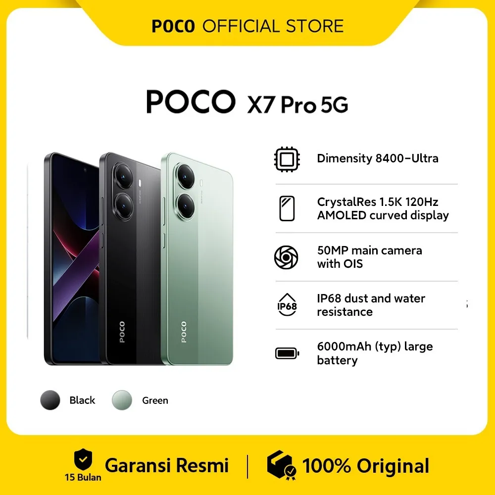 POCO X7 Pro 5G | Dimensity 8400-Ultra | 6000mAh (typ) battery with 90W HyperCharge | CrystalRes 1.5K 120Hz AMOLED display [Official Store]