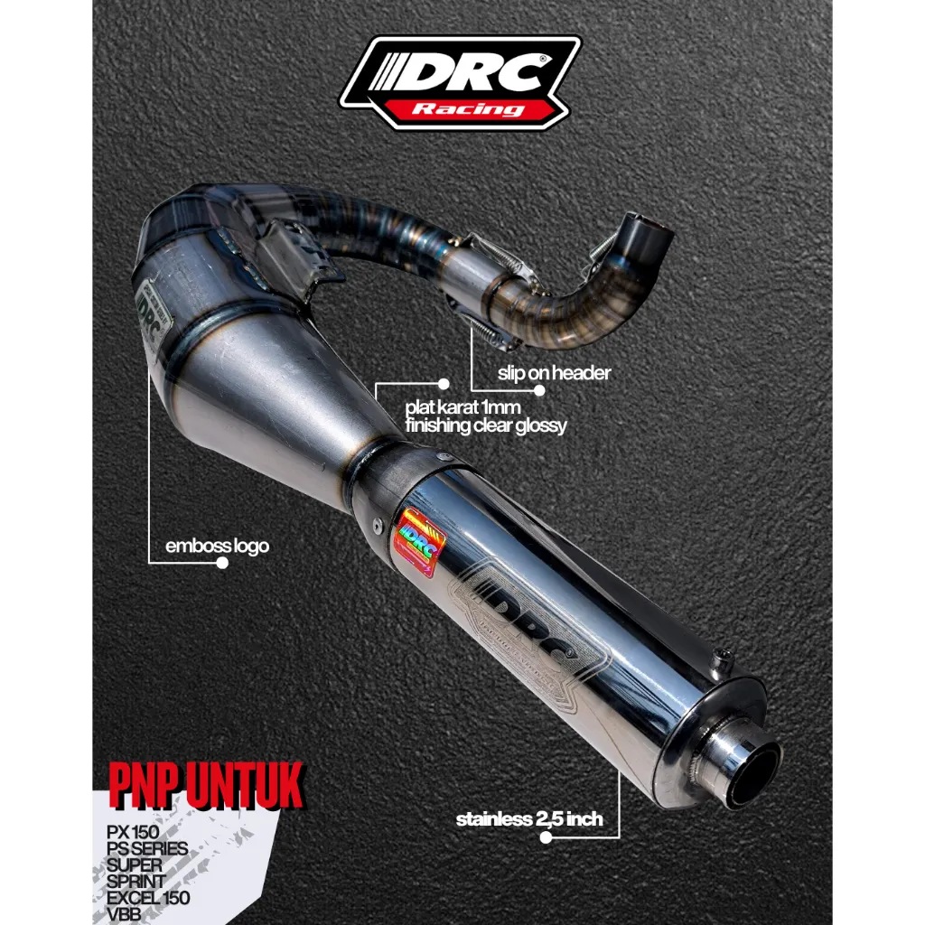 Knalpot Vespa Buang Kiri Replika JL Plat