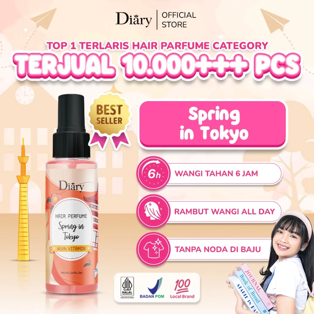 Diary Hair Parfum Vitamin Pewangi Rambut Tahan lama Mencegah Rambut Rusak Lepek 100ml - 1