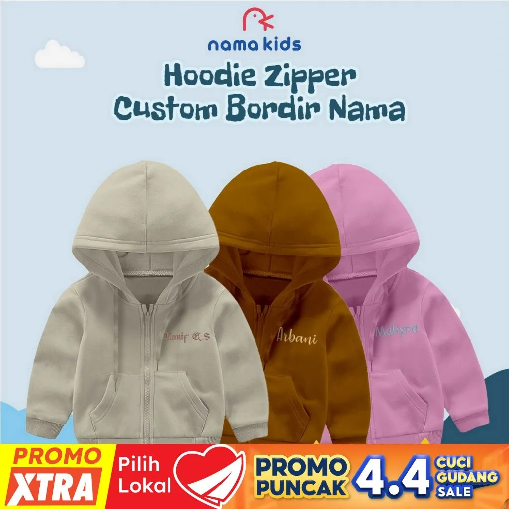 HOODIE ZIPPER ANAK BORDIR NAMA JAKET ANAK RESLETING SWEATER ANAK LUCU SWEATER ANAK LAKI LAKI PEREMPUAN  HOODIE CUSTOM NAMA ANAK LUCU JAKET
