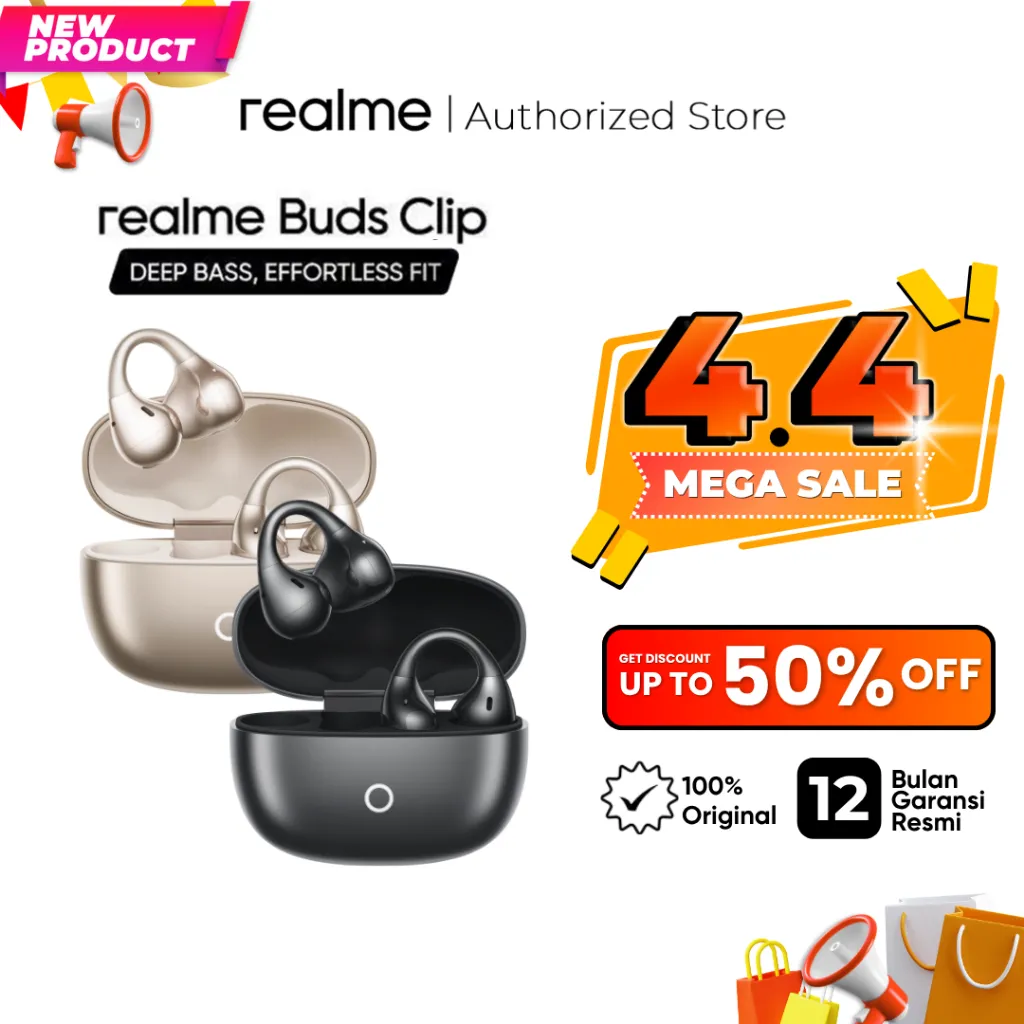 Realme Buds Clip (Titanium-Fit Design | 5.3g Paper-Light Weight | NextBass Algorithm | AI Live Translat - Titanium Gold