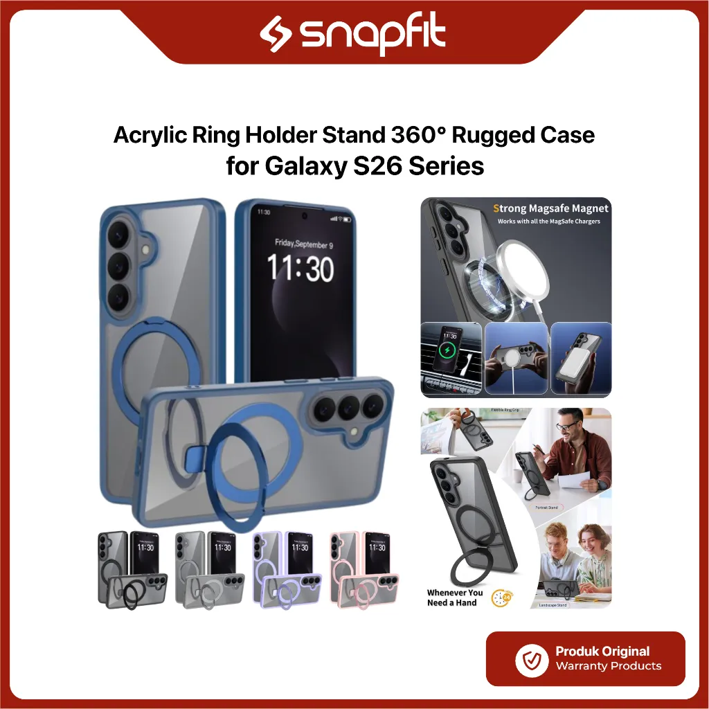 SNAPFIT Case Samsung Galaxy S26 Ultra SNAPFIT Rugged Stand Kickstand MagSafe Magnetic Full Cover 360 Protective Cover Casing