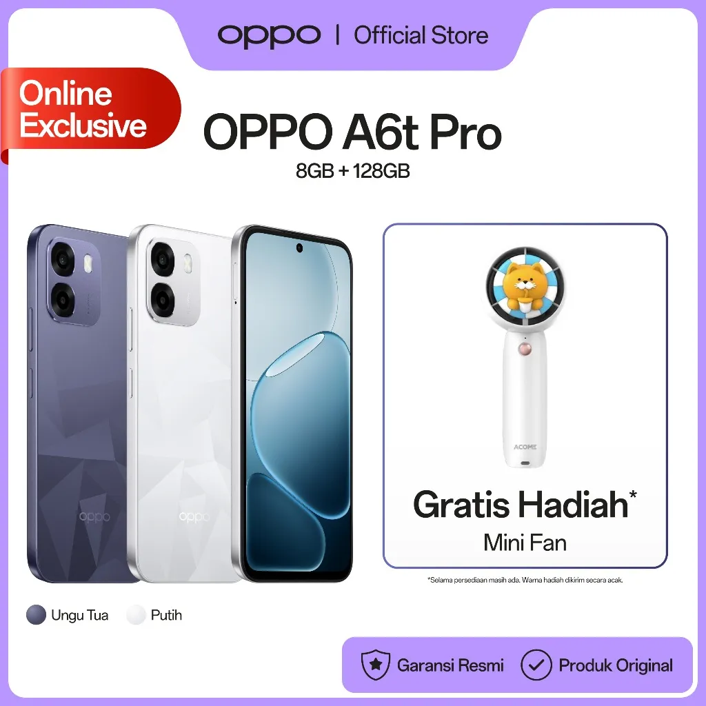 [BARU] OPPO A6t Pro Online Exclusive 8GB+128GB [Snapdragon 685, 7000mAh Large Battery 45W SUPERVOOC, IP69 Water & Dust Resistance]