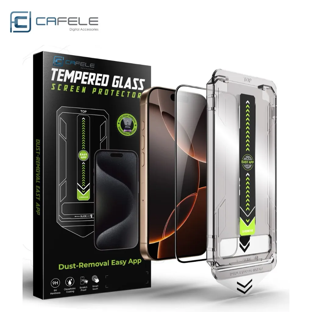 CAFELE TITANIUM For iPhone 17 16 15 14 13 12 11 XR X XS Max Plus Pro Max 4D Tempered Glass Full Cover Max Antigores Fit Kaca Easy Install