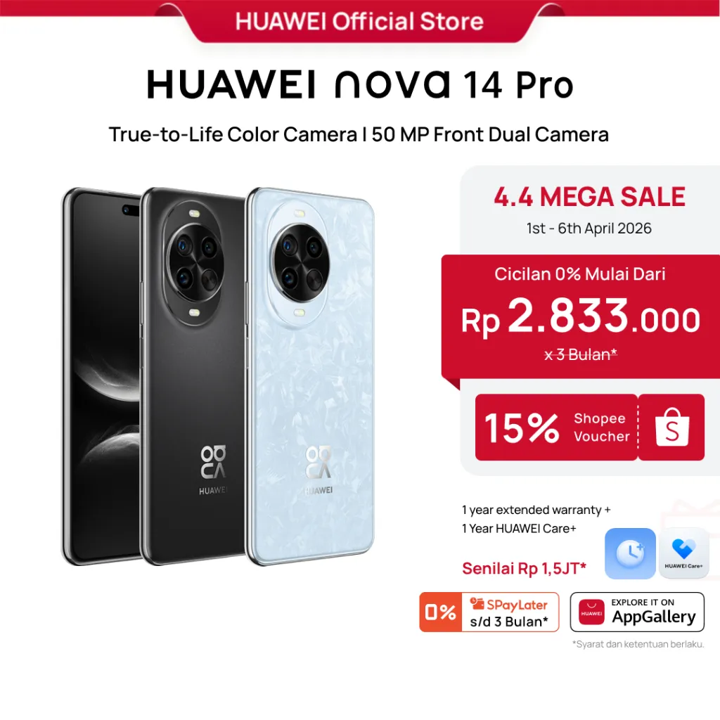 [4.4 Voucher s/d 15%] HUAWEI nova 14 Pro Smartphone l True-to-Life Color Camera | 50 MP Front Dual Camera l Smart AI | 100W