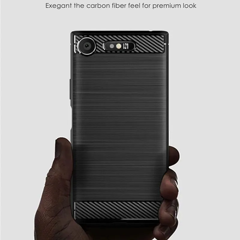 Casing HP Sony Xperia XZ1 G8341 G8342 Sony Xperia ACE Smart Phone Casing TPU Tekstur Serat Karbon Silikon Lembut Penutup belakang