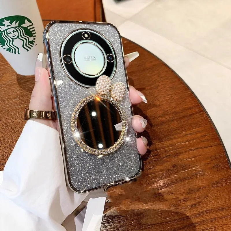 Casing HP Honor X9b / Honor X9A / Honor X9 4G / Honor X9 5G X7C X9C Smart X7D X9D X5B Plus Cermin rias bertabur berlian Penutup Penutup belakang Gradien Mengkilap Mewah Pelapisan Lembut Berkilau Glitter