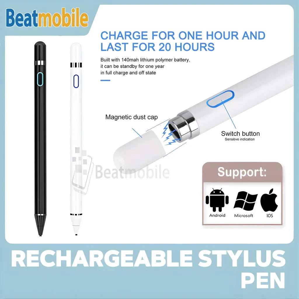 Stylus Pen Universal Rechargeable For iPad Android Tablet Huawei Xiaomi Redmi Touchscreen Drawing Writing Pen Pencil SmartPhone