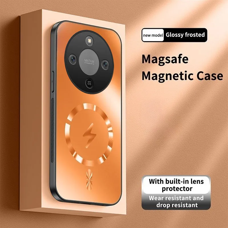 Phone Case for Honor X9C Smart X9D X9C X50 X60 Pro Back Cover Non-Slip Frosted Ultra-Thin Soft Leather Mental Magsafe Colored Ribbon Anti Drop for Honor X50GT X70i Cover Cases Casing