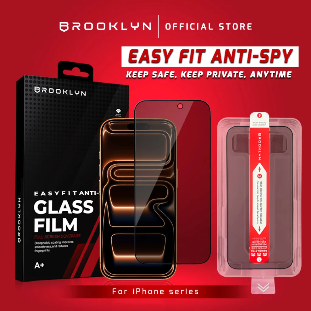 Brooklyn Privacy Easyfit Tempered Glass iPhone 17/16/15/14/13/12/11/X XR XS MAX Mini Pro Max Plus Air Full Cover Anti Spy Protection