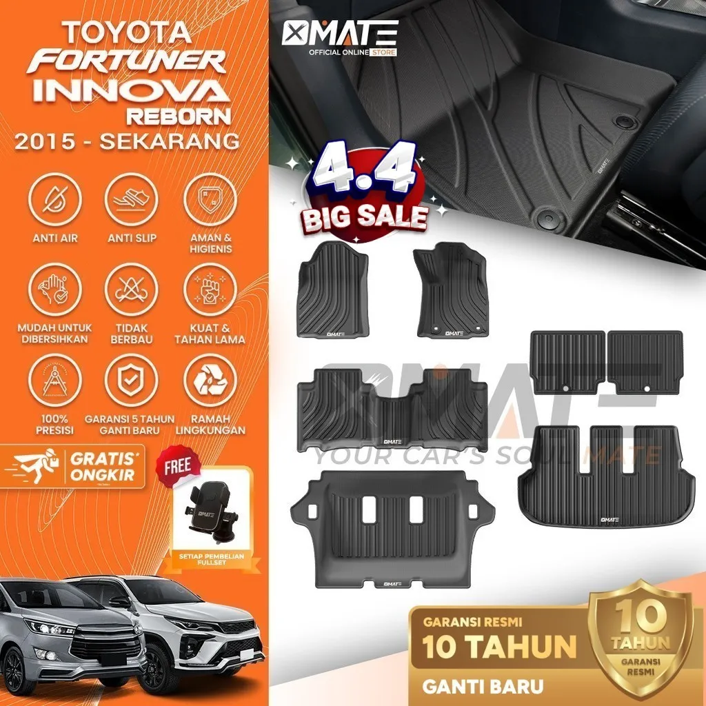 Xmate Karpet Mobil Fortuner/Innova Reborn/Venturer Khusus MATIC 2015-Sekarang Bahan TPE