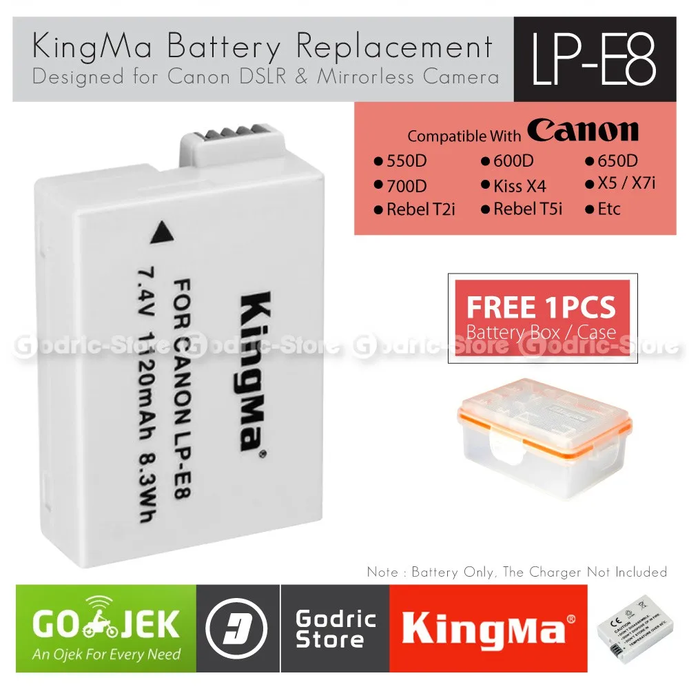 KingMa Baterai LP-E8 Canon Battery for EOS 700D 650D 600D 550D etc
