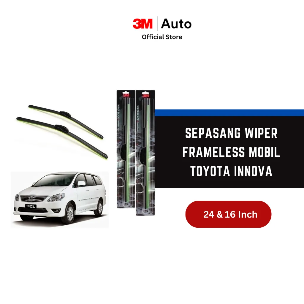 3M Wiper Frameless Mobil Toyota Innova - Ukuran 24 dan 16 inch