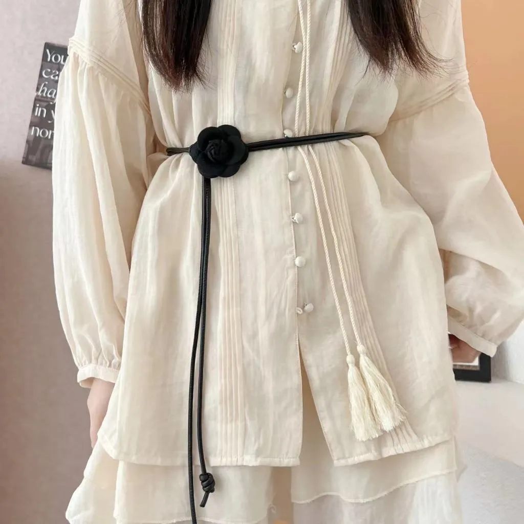 VENDI - Ikat Pinggang Wanita Belt Bunga Waist Rope Dress Thin Knot Kulit Aksesoris Fashion "LILY"