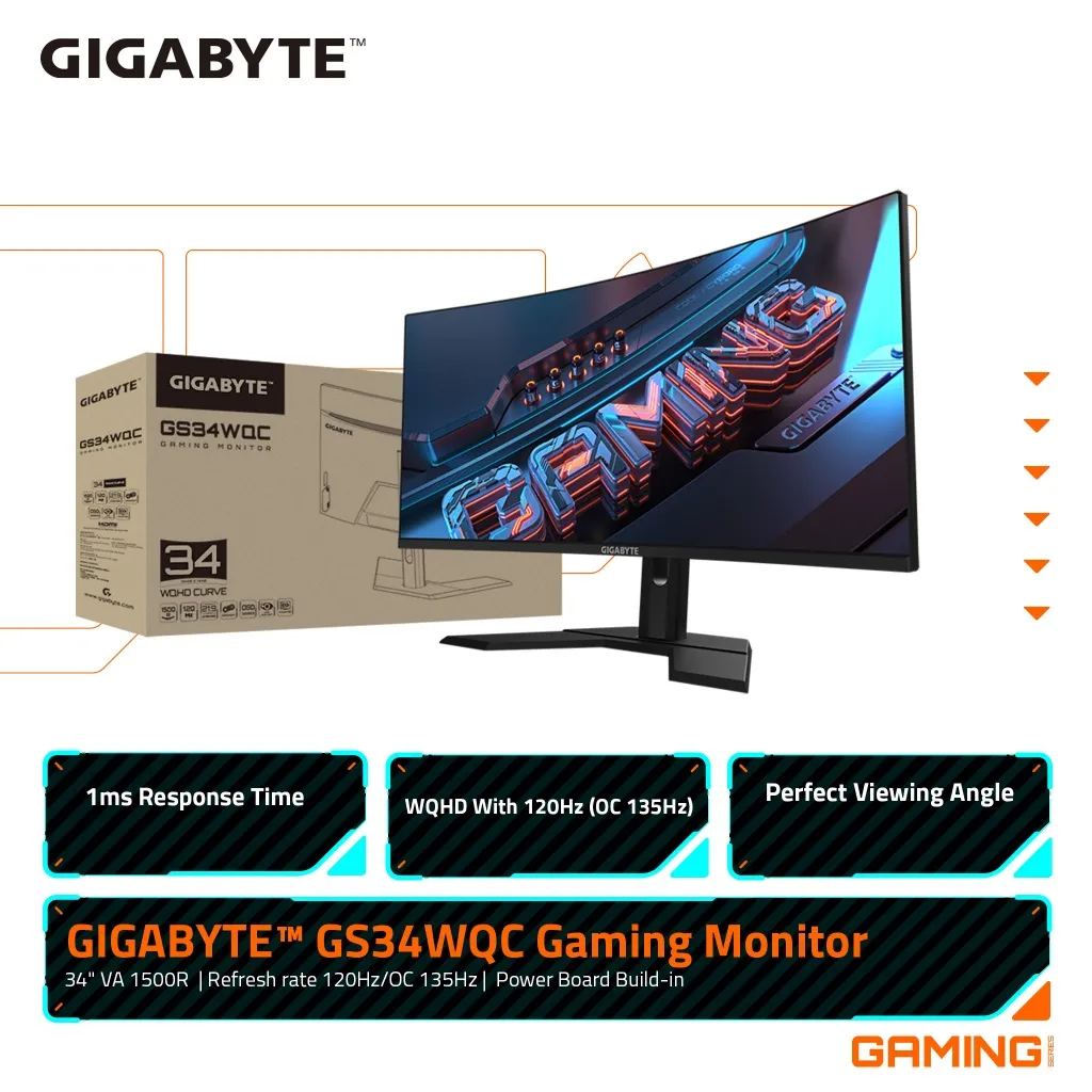 Gigabyte GS34WQC Monitor Gaming