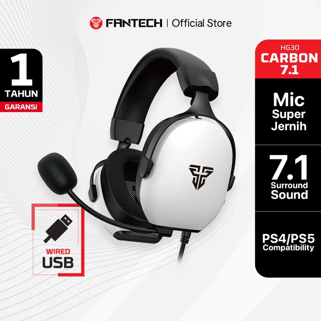 Fantech CARBON 7.1 HG30 Headset Gaming USB 7.1 Virtual Surround Sound  Mic Noise Cancelling, Driver 40 mm, PC Laptop Mac, PS4 PS5, Switch