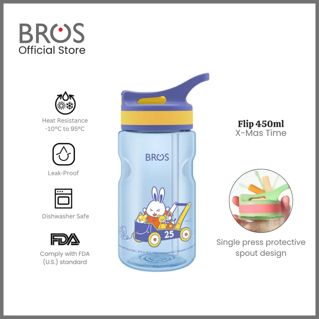 BROS FLIP 450ml "X-Mas Time" - Botol Minum Anak Sedotan