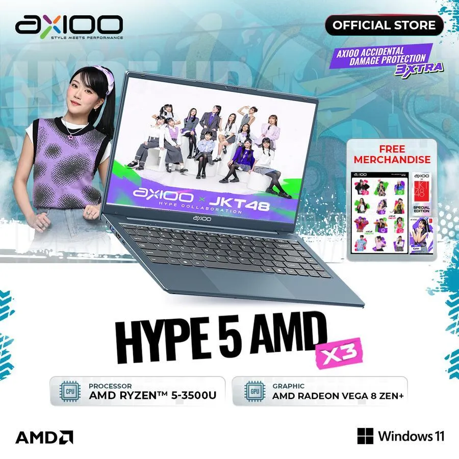 Axioo MyBook Hype 5 AMD X3 Ryzen 5-3500U/8GB/512GB/W11 14.0 FHD IPS