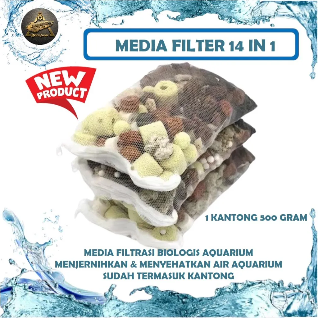 MEDIA FILTER 14 IN 1 RUMAH BAKTERI AQUARIUM KOLAM 500 GRAM KOMPLIT DENGAN KANTONG