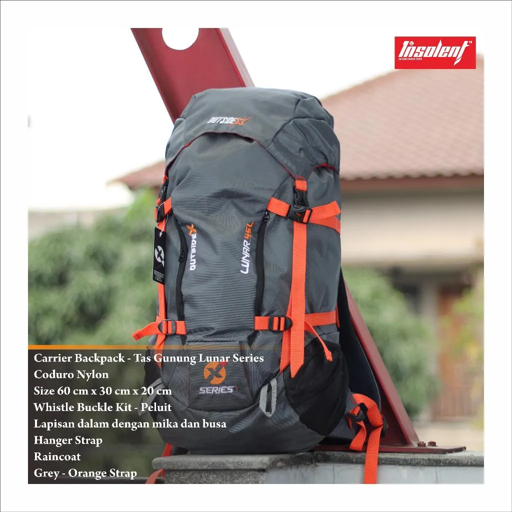 Insolent - TAS RANSEL CARRIER LUNAR SERIES GUNUNG CAMPING OUTDOOR BACKPACK 36 L RAIN COAT PELUIT WHISTLE KIT